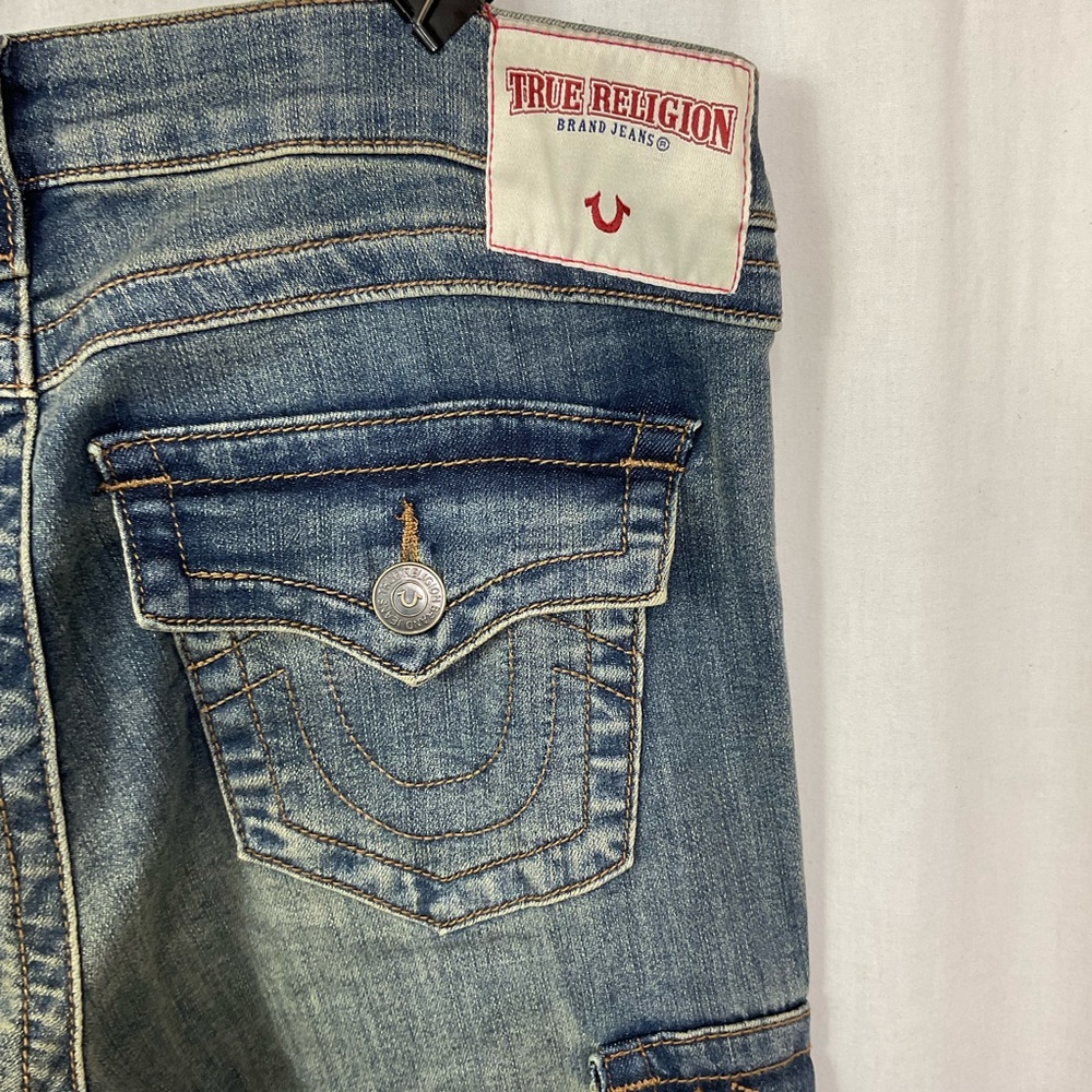 True Religion Medium Vintage Becca Low Rise Cargo Bootcut Denim Jeans Size 29 - Picture 8 of 13